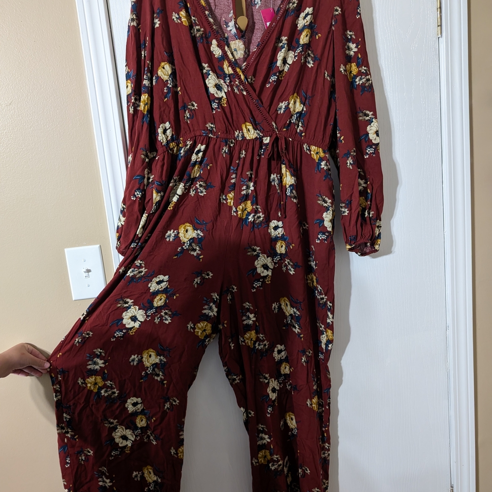 Floral Burgundy Jumpsuit